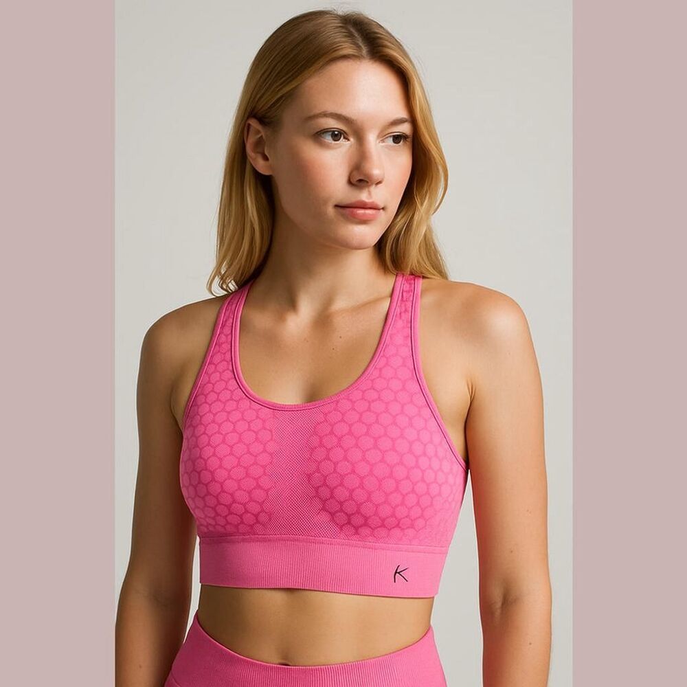 Danskin Sports Bra Small Pink Honeycomb